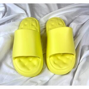 Beach by J Slides Neon Yellow Platform Pool Slide Sandals Women Sz 9/ #S26270